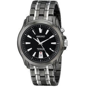 Seiko Men's Black Dial Perpetual Calendar Watch